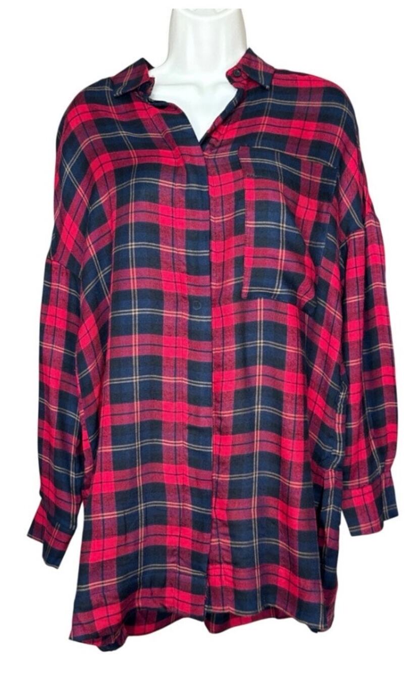 Tulip B By Unique Vintage Red Plaid Long Sleeve Dress S NWT